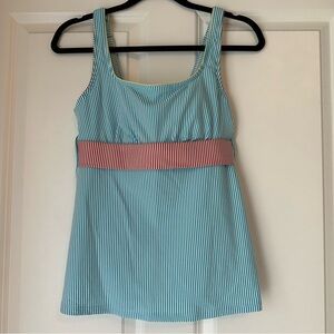 Lands’ End Seersucker Square Neck Tankini Swim Top